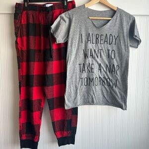 Buffalo Plaid Pajama pant with tee